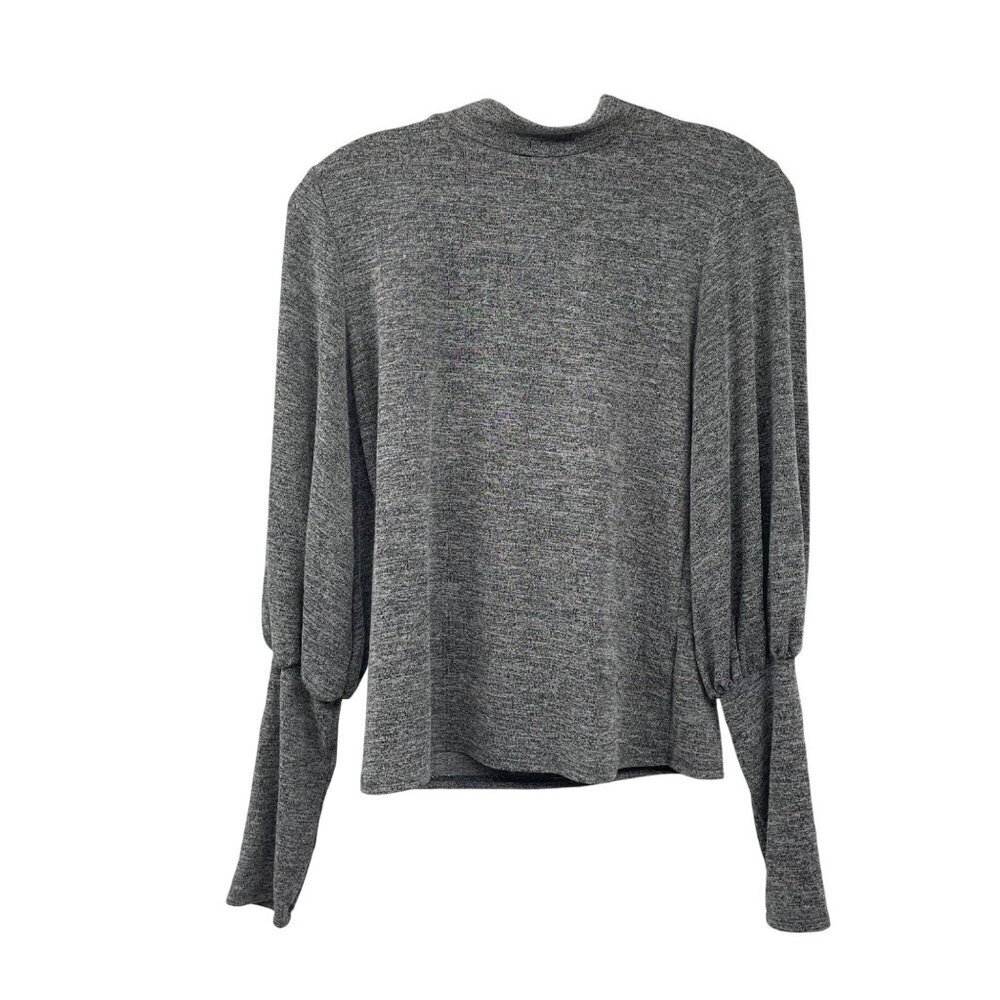 21 Saints Womens Mock Neck Top Long Bishop Sleeve Gray Size Medium